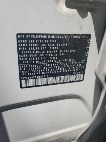 3VV3B7AX5KM070171 - 2019 VOLKSWAGEN TIGUAN SE WHITE photo 13