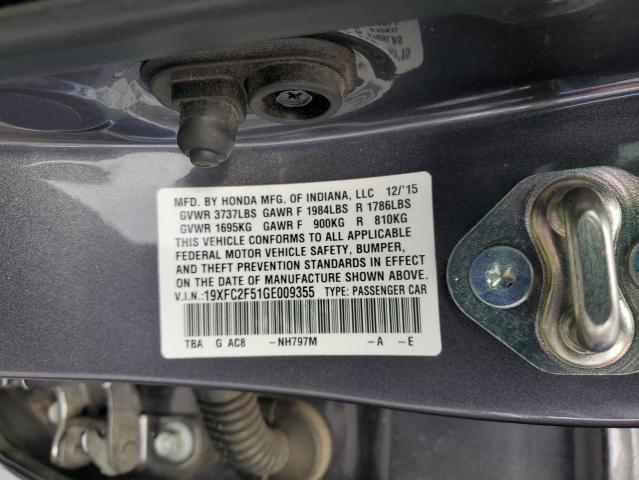 19XFC2F51GE009355 - 2016 HONDA CIVIC LX GRAY photo 12