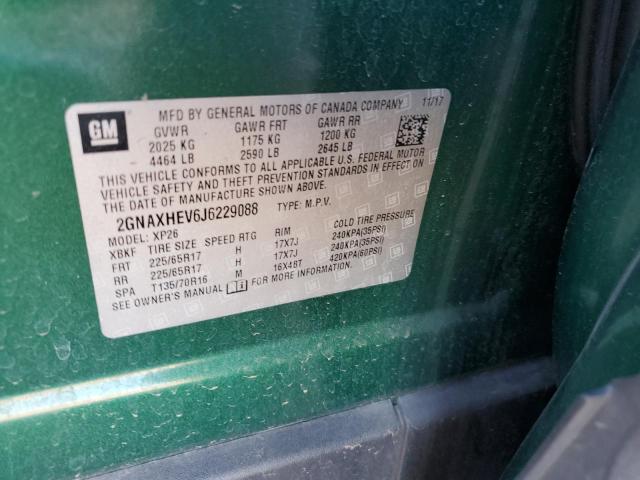 2GNAXHEV6J6229088 - 2018 CHEVROLET EQUINOX LS 绿色 照片 13