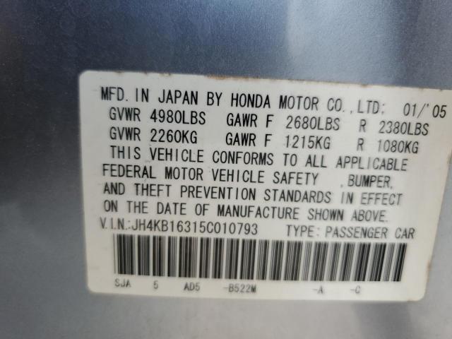 JH4KB16315C010793 - 2005 ACURA RL BLUE photo 13