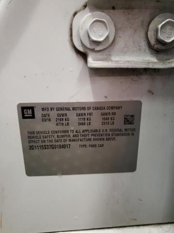 2G1115S37G9184917 - 2016 CHEVROLET IMPALA LT თეთრი ფოტო 12