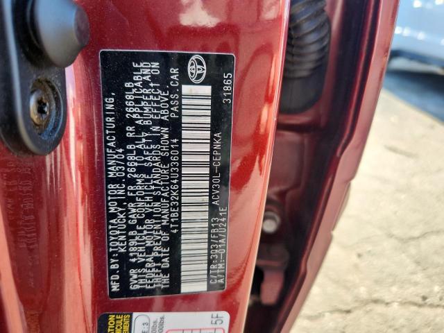 4T1BE32K64U336014 - 2004 TOYOTA CAMRY LE RED photo 12