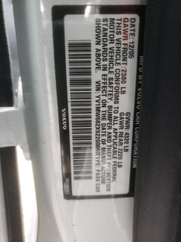 YV1MW682X62200660 - 2006 VOLVO V50 T5 SILVER photo 12