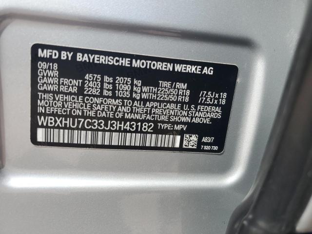 WBXHU7C33J3H43182 - 2018 BMW X1 SDRIVE28I SILVER photo 13