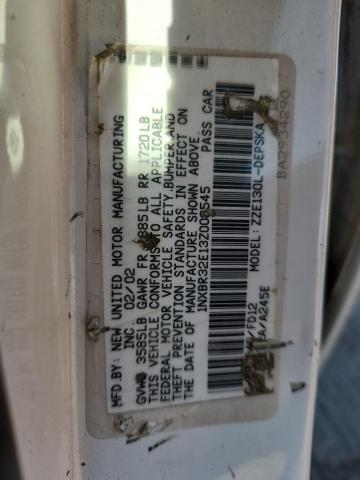 1NXBR32E13Z008545 - 2003 TOYOTA COROLLA CE WHITE photo 12