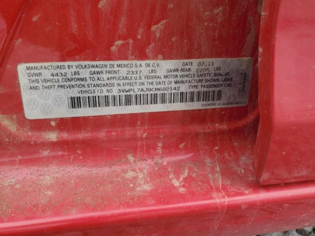 3VWPL7AJ9CM602142 - 2012 VOLKSWAGEN JETTA TDI RED photo 12