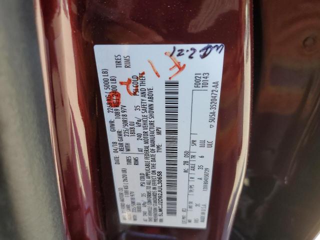 5LMCJ2D92JUL30658 - 2018 LINCOLN MKC SELECT MAROON photo 14