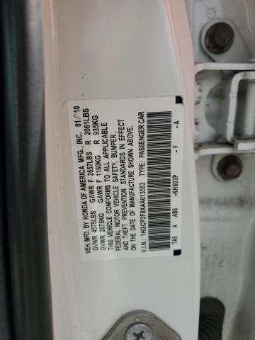 1HGCP3F8XAA013553 - 2010 HONDA ACCORD EXL WHITE photo 12