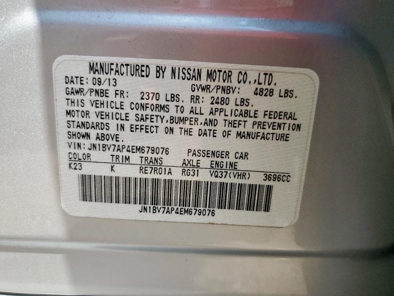 JN1BV7AP4EM679076 - 2014 INFINITI Q50 BASE Gümüş foto 12