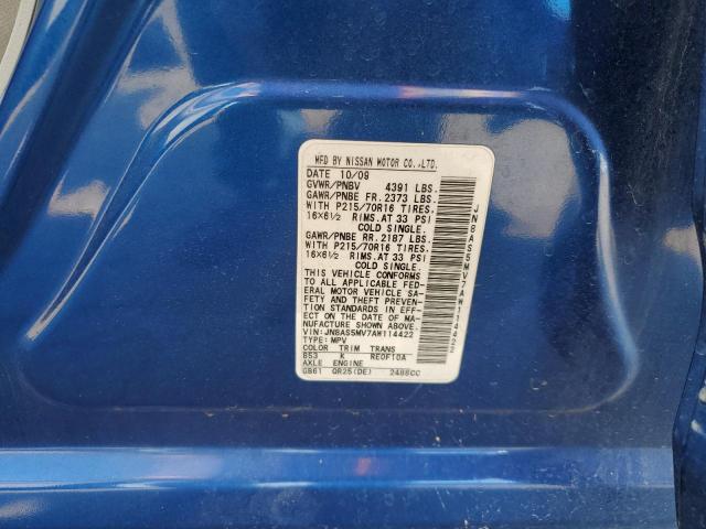JN8AS5MV7AW114422 - 2010 NISSAN ROGUE S BLUE photo 13