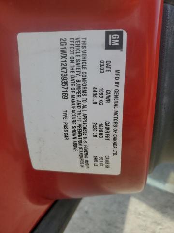 2G1WX12K739357169 - 2003 CHEVROLET MONTE CARLO SS წითელი ფოტო 12