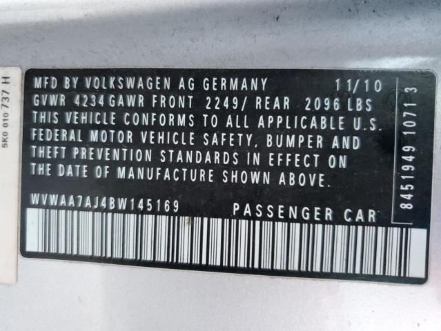 WVWAA7AJ4BW145169 - 2011 VOLKSWAGEN GOLF 银色 照片 13