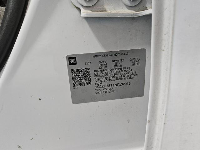 1G1ZD5ST1NF132035 - 2022 CHEVROLET MALIBU LT WHITE photo 12