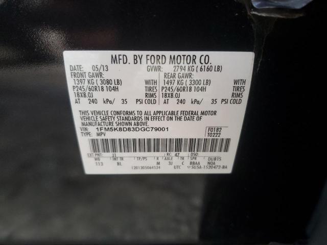 1FM5K8D83DGC79001 - 2013 FORD EXPLORER XLT BLACK photo 13