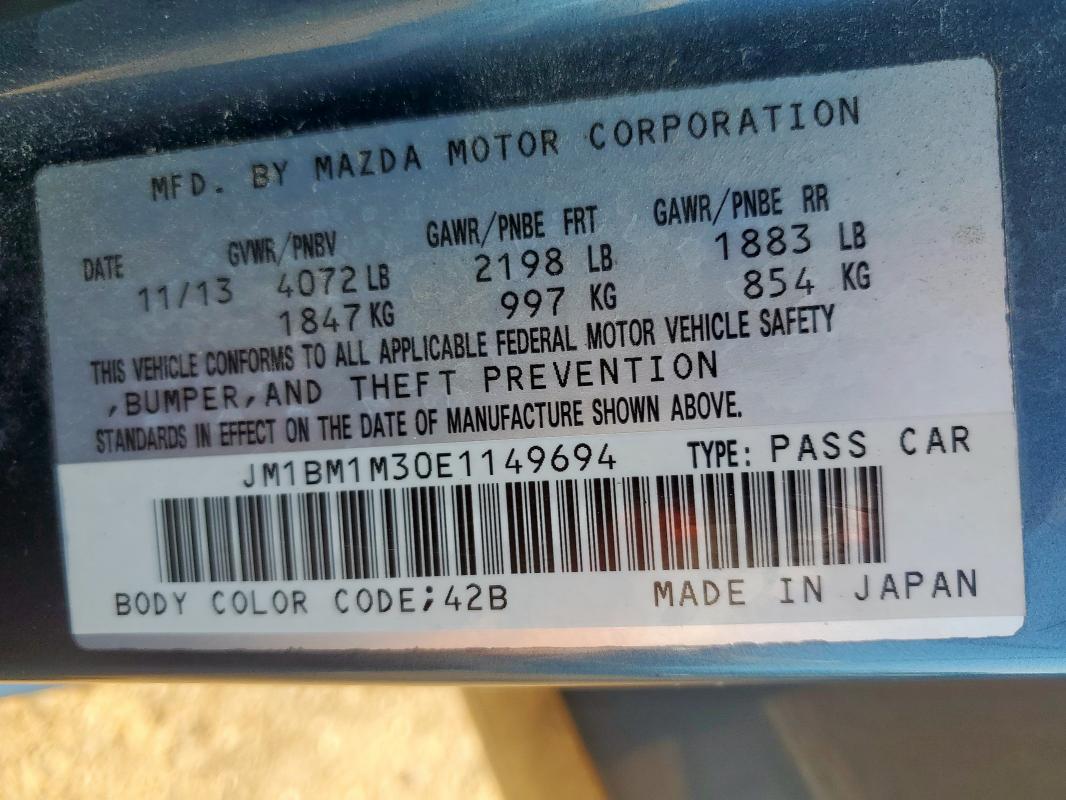 JM1BM1M30E1149694 - 2014 MAZDA 3 GRAND TOURING 蓝色 照片 13