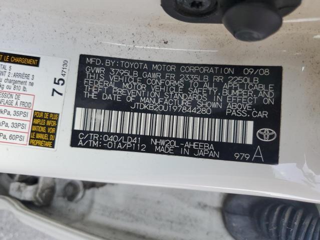 JTDKB20U197844280 - 2009 TOYOTA PRIUS WHITE photo 12