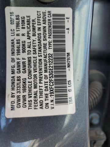 19XFC2F53GE212232 - 2016 HONDA CIVIC LX GRAY photo 12