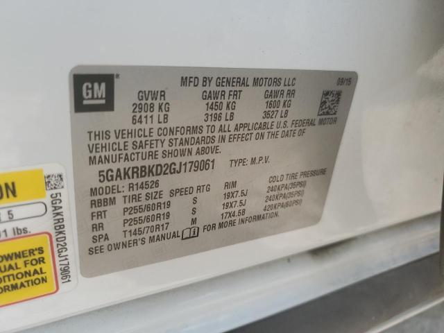 5GAKRBKD2GJ179061 - 2016 BUICK ENCLAVE WHITE photo 14