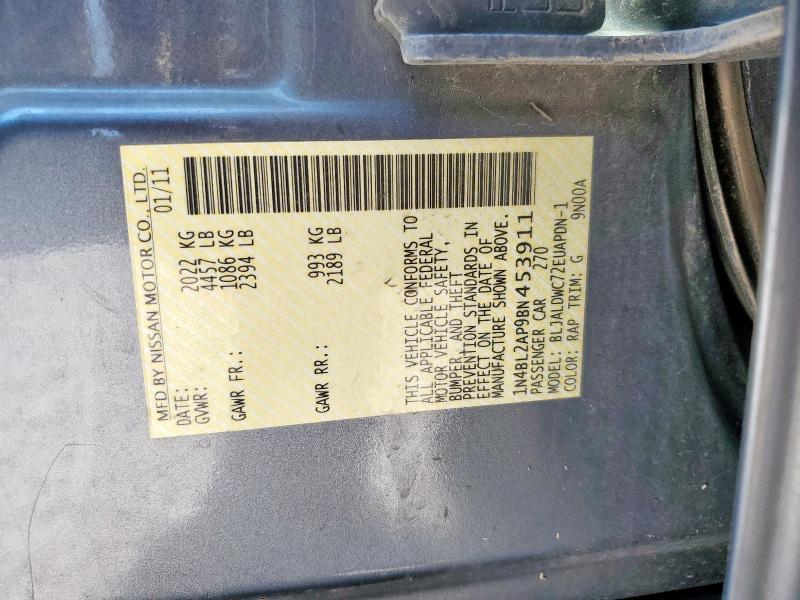 1N4BL2AP9BN453911 - 2011 NISSAN ALTIMA SR BLUE photo 12