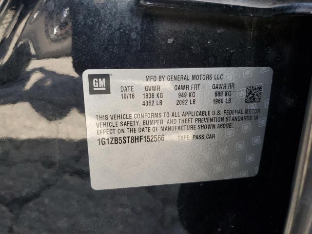 1G1ZB5ST8HF152566 - 2017 CHEVROLET MALIBU LS შავი ფოტო 12