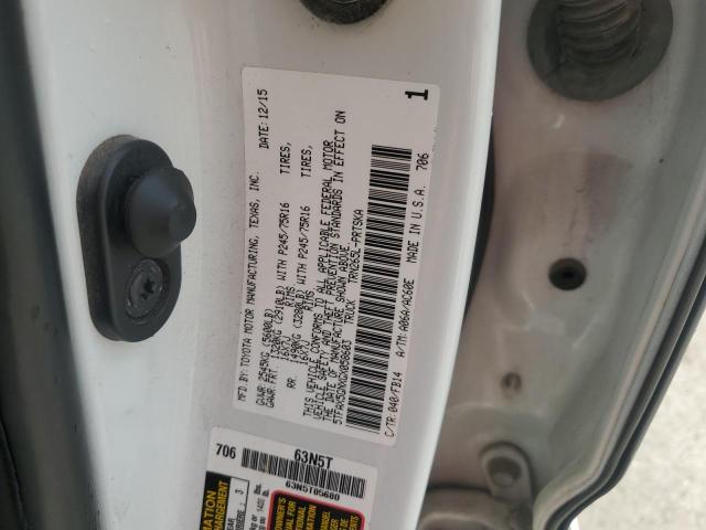 5TFAX5GNXGX058603 - 2016 TOYOTA TACOMA DOUBLE CAB WHITE photo 12