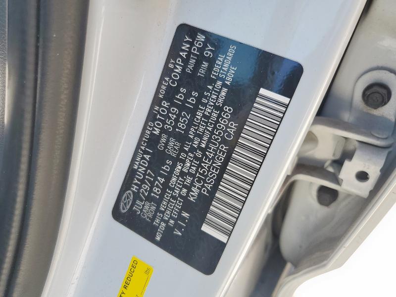 KMHCT5AE4HU359668 - 2017 HYUNDAI ACCENT SE 白色 照片 12