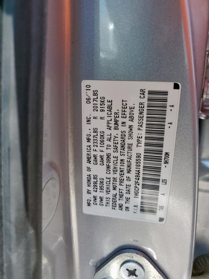 1HGCP2F49AA165590 - 2010 HONDA ACCORD LXP SILVER photo 13
