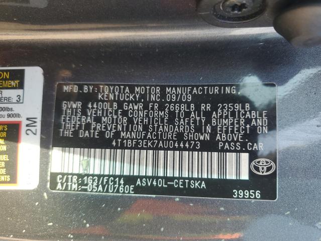 4T1BF3EK7AU044473 - 2010 TOYOTA CAMRY BASE GRAY photo 12