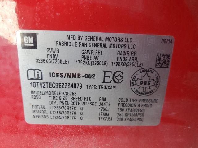 1GTV2TEC9EZ334079 - 2014 GMC SIERRA K1500 RED photo 12