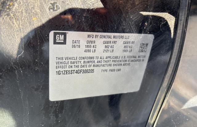 1G1ZE5ST4GF308205 - 2016 CHEVROLET MALIBU LT BLACK photo 10