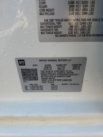 1GC1YLE77PF168259 - 2023 CHEVROLET SILVERADO K2500 HEAVY DUTY WHITE photo 12