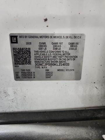 3GNCJPSB0KL214033 - 2019 CHEVROLET TRAX 1LT Blanc photo 12