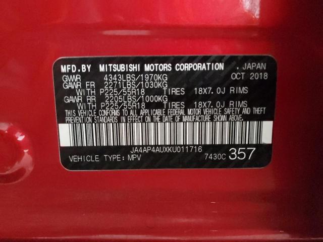 JA4AP4AUXKU011716 - 2019 MITSUBISHI OUTLANDER SE RED photo 13