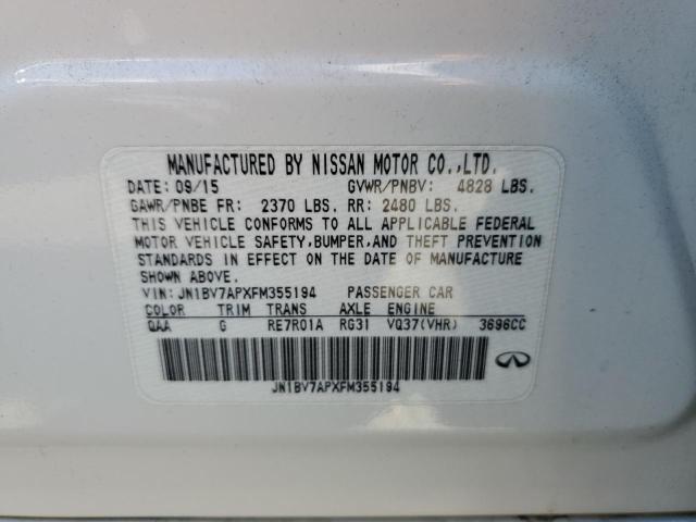 JN1BV7APXFM355194 - 2015 INFINITI Q50 BASE WHITE photo 12