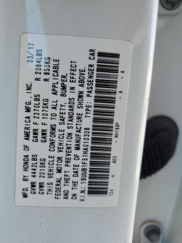 19UUB1F51HA010306 - 2017 ACURA TLX TECH WHITE photo 12