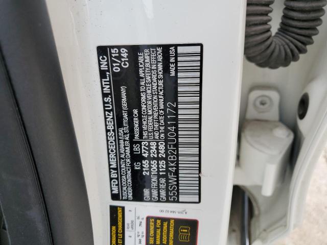 55SWF4KB2FU041172 - 2015 MERCEDES-BENZ C 300 4MATIC WHITE photo 12