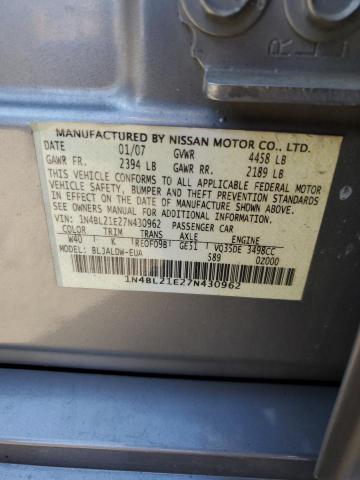 1N4BL21E27N430962 - 2007 NISSAN ALTIMA 3.5SE GRAY photo 12