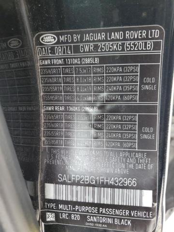 SALFP2BG1FH432966 - 2015 LAND ROVER LR2 SE BLACK photo 13