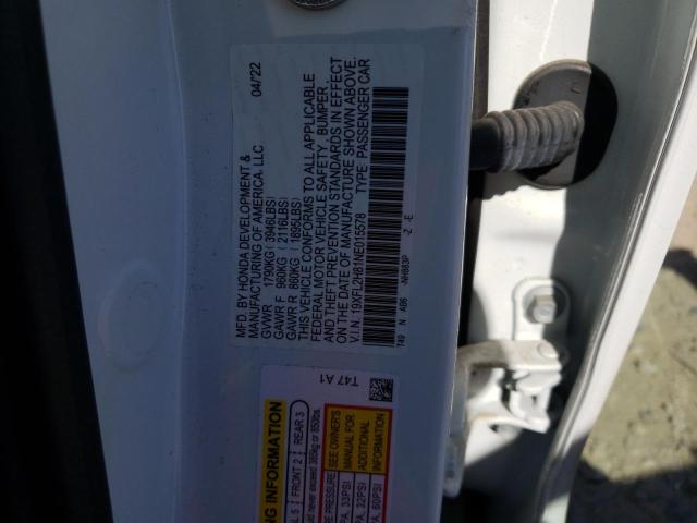 19XFL2H81NE015578 - 2022 HONDA CIVIC SPORT 白色 照片 12