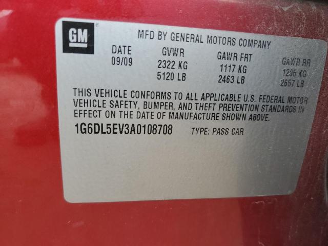 1G6DL5EV3A0108708 - 2010 CADILLAC CTS PERFORMANCE COLLECTION RED photo 12