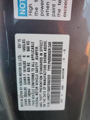 JHMZF1D60FS002322 - 2015 HONDA CR-Z EX GRAY photo 13