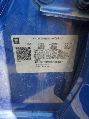 1G1BE5SM9J7238647 - 2018 CHEVROLET CRUZE LT 蓝色 照片 12