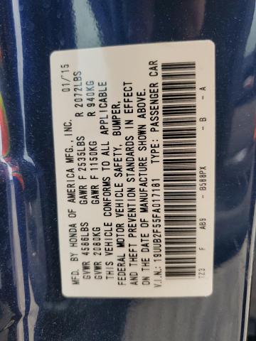 19UUB2F55FA017181 - 2015 ACURA TLX TECH Mavi foto 12