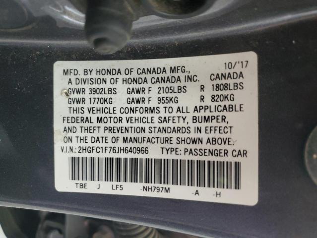 2HGFC1F76JH640966 - 2018 HONDA CIVIC EXL Boz foto 13