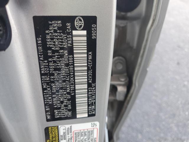 4T1BE30K44U861866 - 2004 TOYOTA CAMRY LE SILVER photo 12