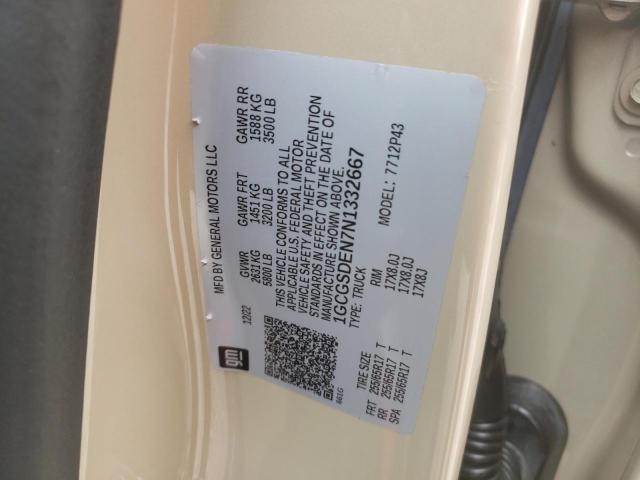 1GCGSDEN7N1332667 - 2022 CHEVROLET COLORADO Z71 TAN photo 12