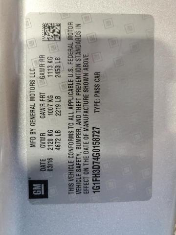 1G1FH3D74G0158727 - 2016 CHEVROLET CAMARO SS SILVER photo 12