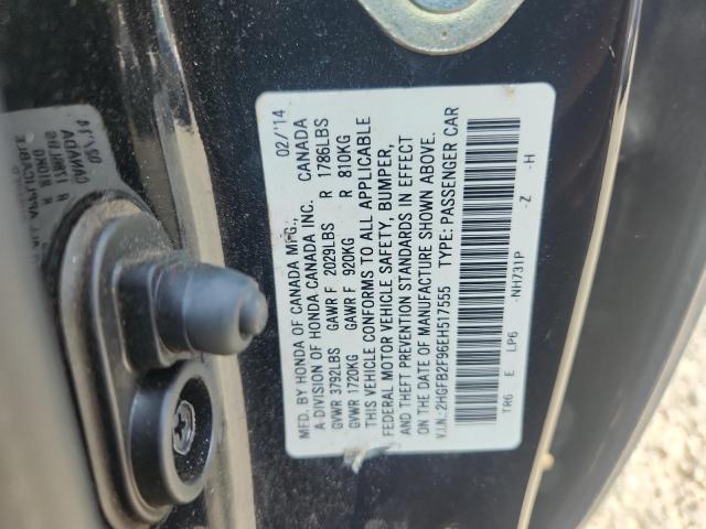 2HGFB2F96EH517555 - 2014 HONDA CIVIC EXL BLACK photo 12