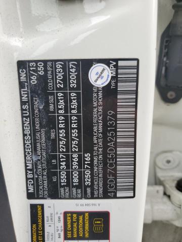 4JGDF7CE5DA251379 - 2013 MERCEDES-BENZ GL 450 4MATIC WHITE photo 14