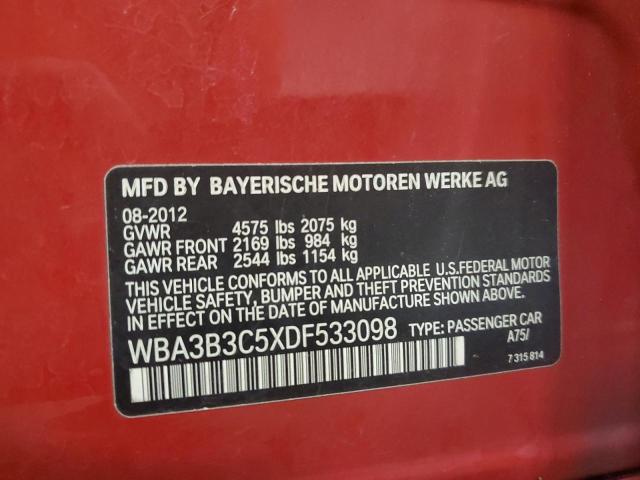 WBA3B3C5XDF533098 - 2013 BMW 328 XI RED photo 12